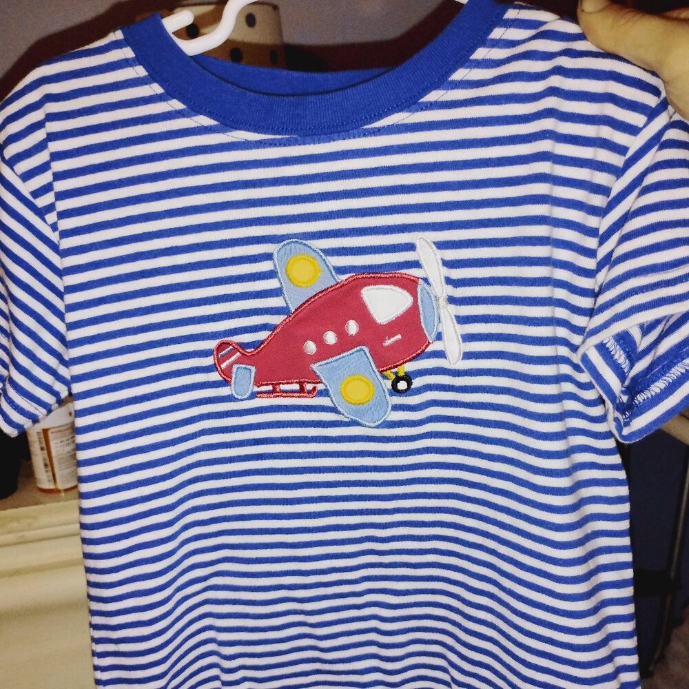 Luigi Kids Applique Plane Shirt
